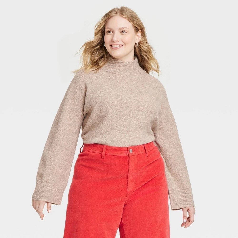 Universal Thread Tan Mock Neck Sweater